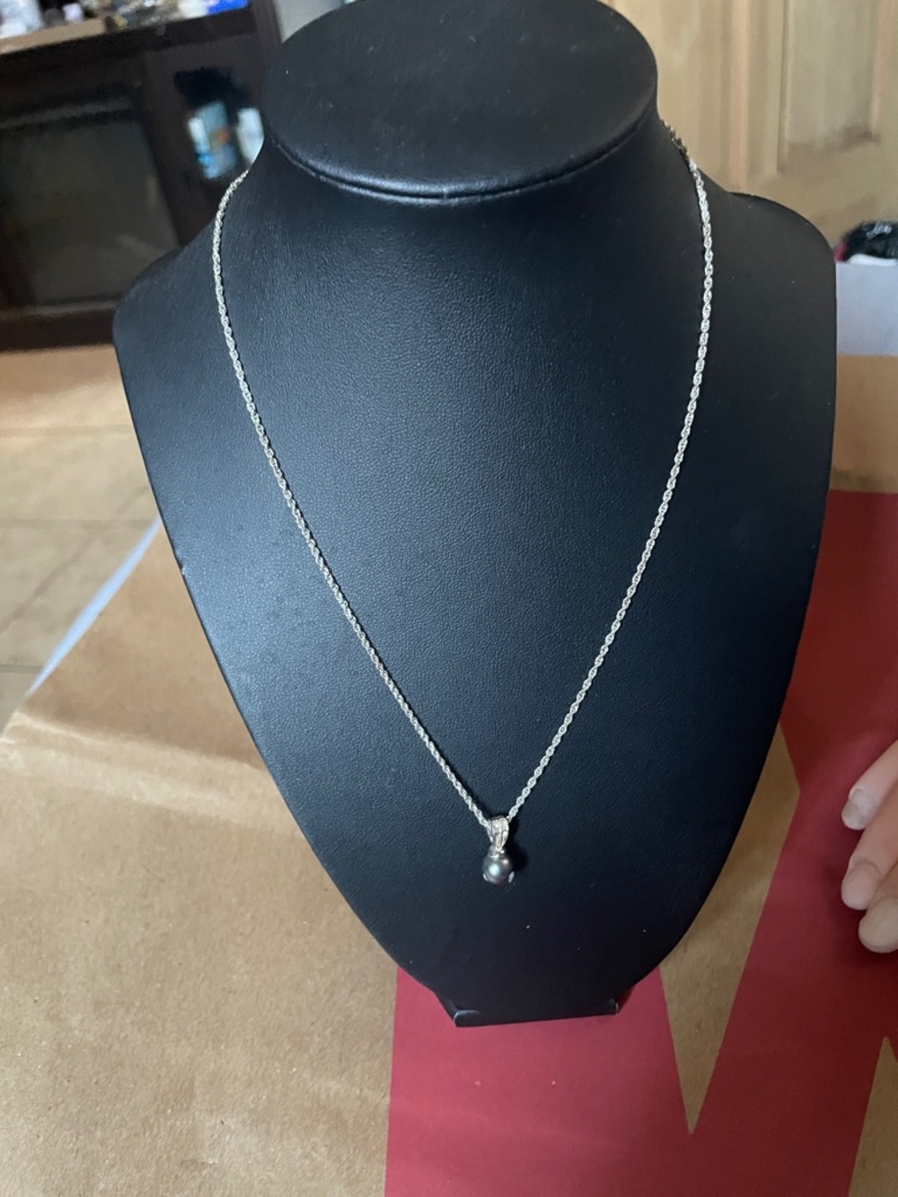Sterling Silver Pearl Drop Pendant Necklace - Silver